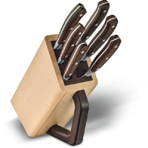 Набір кухонний Victorinox Grand Maitre Сhef's Wood Cutlery Block 6шт з дерев. ручкою з підставкою (5 ножів, віделка)