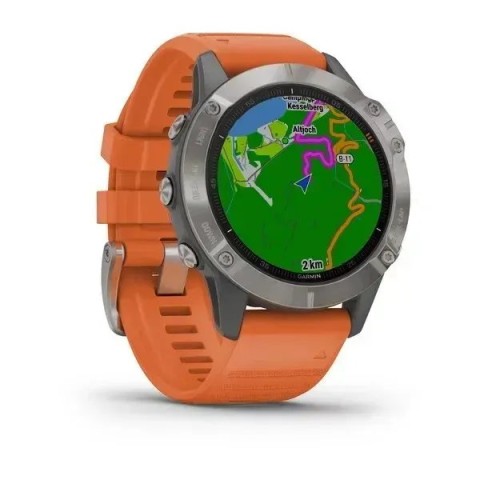 Смарт-годинник Garmin fenix 6 Pro Sapphire титановий з темно-оранжевим ремінцем