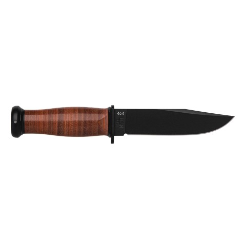 Ніж Ka-Bar Mark I, чорний, набірна шкір. рукоять, шкіряний чохол