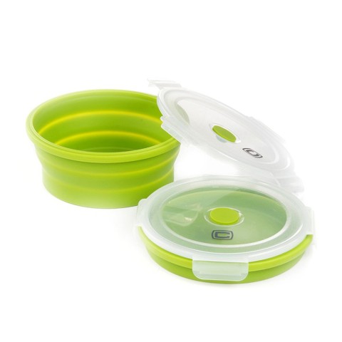 Ланчбокс складаний з кришкою-засувкою круглий зелений СИЛА (900 мл)