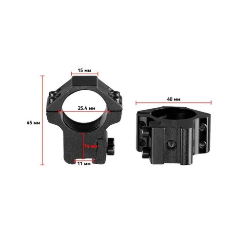 Кільця Discovery Scope Mount Rings Low Profile For Dovetail 1inch(25,4) (180206)