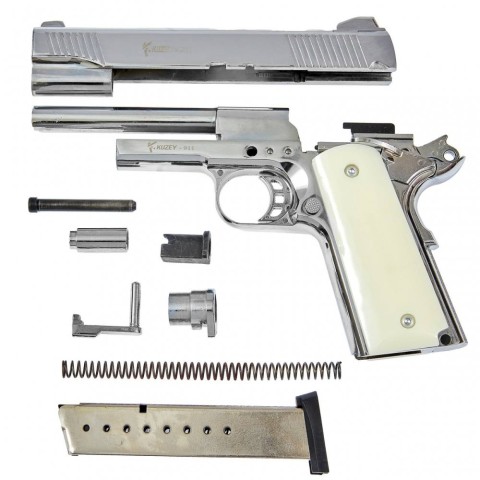 Стартовий пістолет KUZEY 911#3 Shiny Chrome Plating/White Grips