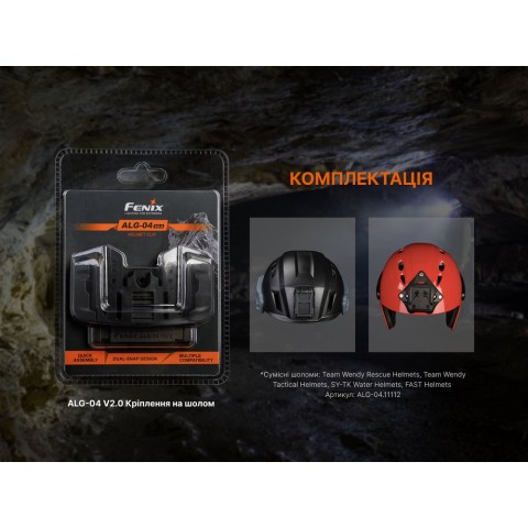 Кріплення на шолом для налобних ліхтарів Fenix ALG-04 V.2.0
