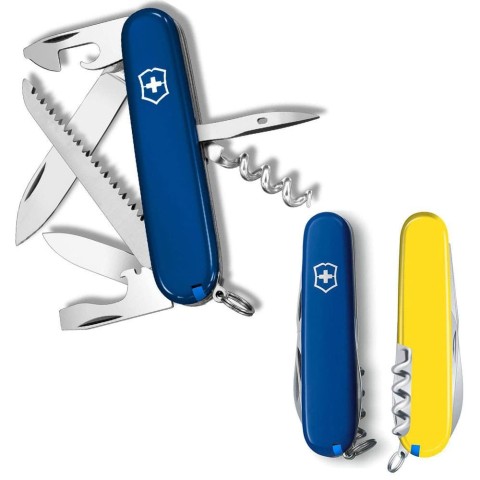 Ніж Victorinox Camper Ukraine 91мм,13функ,син-жовт
