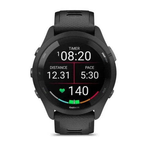 Смарт-годинник Garmin Forerunner 265 з чорними безелем і корпусом та чорним/сірим силіконовим ремінцем