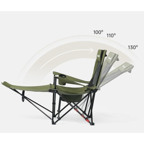 Крісло-шезлонг складане Naturehike CNK2550JJ023 Nightfall T05, сталь, хакі