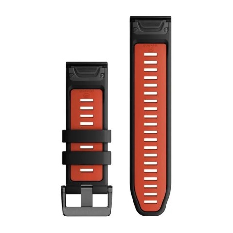 Ремінці для годинника Garmin QuickFit 26 силіконові, чорні/полум’яно-червоні