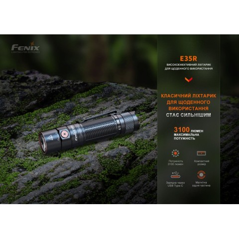 Ліхтар Fenix E35R + дифузор AOD-S V2.0 у подарунок | Лімітована серія