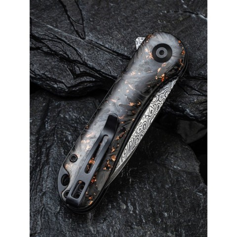 Ніж складаний кишеньковий Civivi Elementum, (7.5 см) Damascus / Carbon Fiber чорний