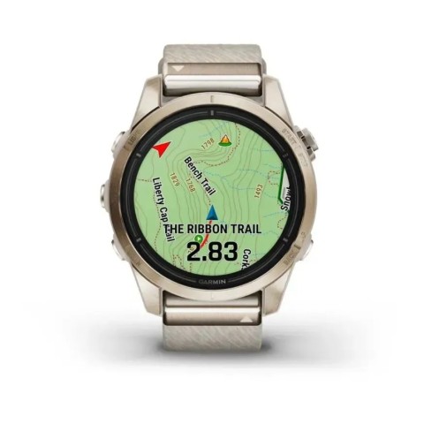 Смарт-годинник Garmin epix Pro Gen 2 Sapphire Edition (42мм) ніжно-золотистий з нейлоновим ремінцем кремового кольору