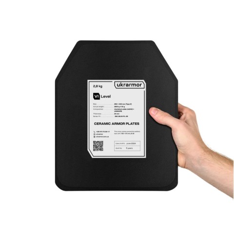 Комплект бронеплит керамічних Ukrarmor 6 клас, 5,6 кг M (25х30 см.)