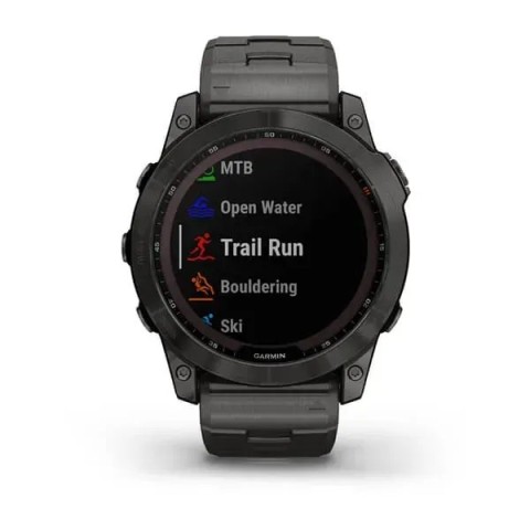 Смарт-годинник Garmin fenix 7X Sapphire Solar карбоново-сірий титановий DLC з титановим вентильованим браслетом