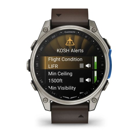 Авіаційний годинник Garmin D2 Mach 2 Titanium 47мм з Oxford Brown із коричневим шкіряним ремінцем 010-02904-31