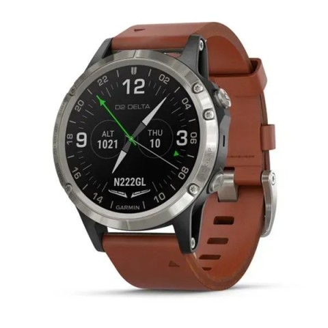 Смарт-часы Garmin D2 Delta с коричневым кожаным ремешком для авиаторов