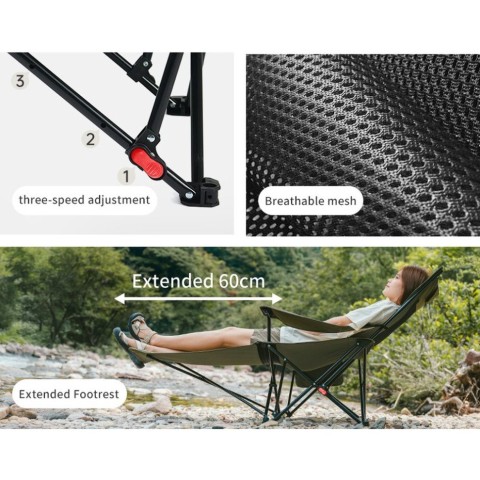 Крісло-шезлонг складане Naturehike CNK2550JJ023 Nightfall T05, сталь, оливкове