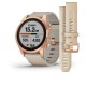 Смарт-часы Garmin fenix 7S Sapphire Solar розово-золотистые титановые с кожаным ремешком цвета известняка