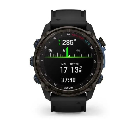 Смарт-часы Garmin Descent Mk3i (51 мм) карбоново-серые DLC титановые с черным силиконовым ремешком и Descent T2 Transceiver