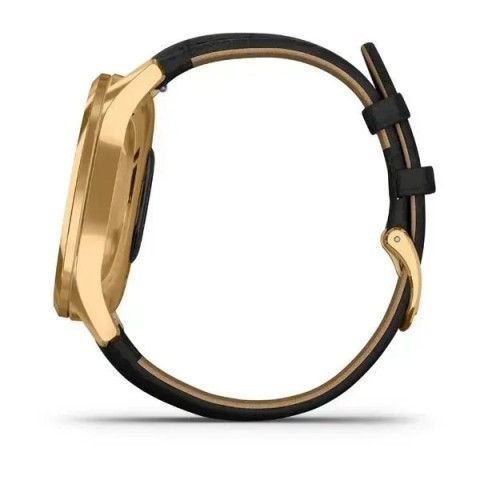 Смарт-годинник Garmin vivomove Luxe із золотистим корпусом та чорним ремінцем