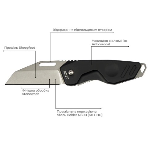 Нож Extrema Ratio ANT Stonewashed, ц:black