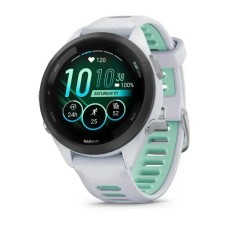 Смарт-годинник Garmin Forerunner 265s з чорним безелем, білим корпусом та білим/неотропік силіконовим ремінцем