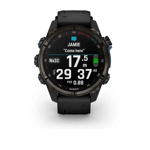 Смарт-годинник Garmin Descent Mk3i (43 мм) карбоново-сірий DLC титановий з чорним силіконовим ремінцем і Descent T2 Transceiver