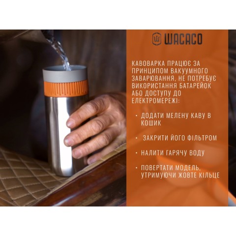 Портативна еспресо-кавоварка Wacaco Nanopresso сіра, механічна, для меленої кави