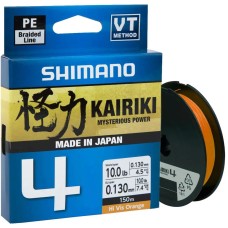 Шнур Shimano Kairiki 4 PE 150m (Hi-Vis Orange) 0.20mm 13.8kg