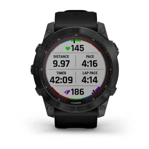Смарт-часы Garmin fenix 7X Sapphire Solar черные титановые DLC с черным ремешком