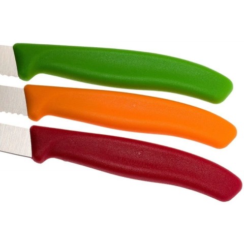 Набір кухонний Victorinox SwissClassic Paring Set 3 ножа з черв,помар,зел. ручкою (8,8,11см) у подар.упак.