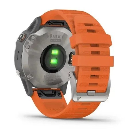 Смарт-годинник Garmin fenix 6 Pro Sapphire титановий з темно-оранжевим ремінцем