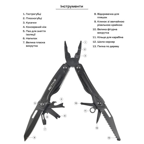 Мультитул Active Universal Tool Black