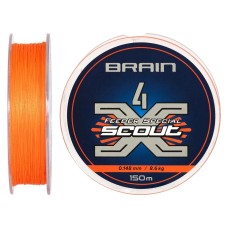 Шнур Brain Scout 4X 150m (fluoro Orange) 0.148mm 8.6kg