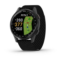 Смарт-годинник Garmin Approach S50 зі сланцевим алюмінієвим безелем та чорним нейлоновим ремінцем ComfortFit