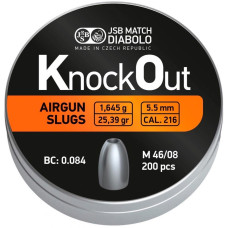 Кулі пневматичні JSB Knock Out Slugs .217. Калібр 5.5 мм. Вага - 1.645 гр. 200 шт/уп