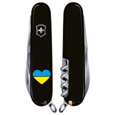 Ніж Victorinox Huntsman Ukraine 91мм,15функ,чорн ,Серце синьо-жовте