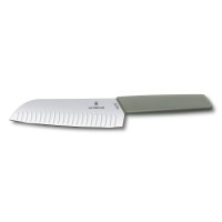 Кухонний ніж Victorinox Swiss Modern Santoku лезо 17см ріфл. з зел. ручкою (блістер)