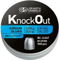 Пули пневм JSB KnockOut Slugs .177 MK3 4,51 мм 0,650 гр (500 шт/уп)