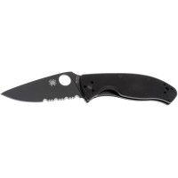 Нож Spyderco Tenacious Black Blade, 8Cr13MoV, G-10, полусеррейтор ц:black