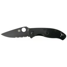 Нож Spyderco Tenacious Black Blade, 8Cr13MoV,FRN , полусеррейтор ц:black