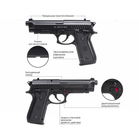 Borner 92 (Beretta 92) пластик Black