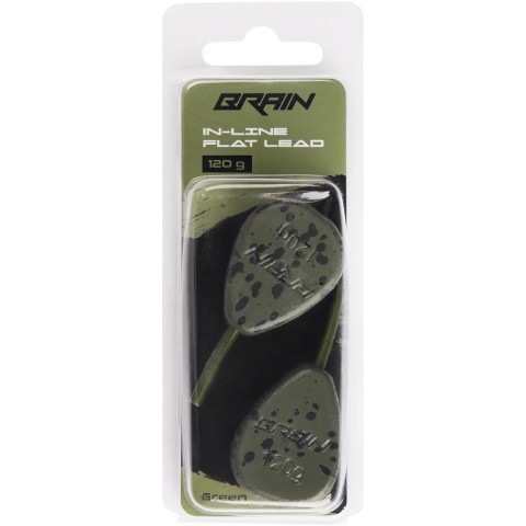Грузило Brain In-Line Flat Lead 120g 2шт/уп Green