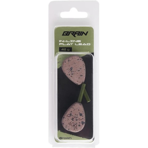 Грузило Brain In-Line Flat Lead 42g 2шт/уп Brown