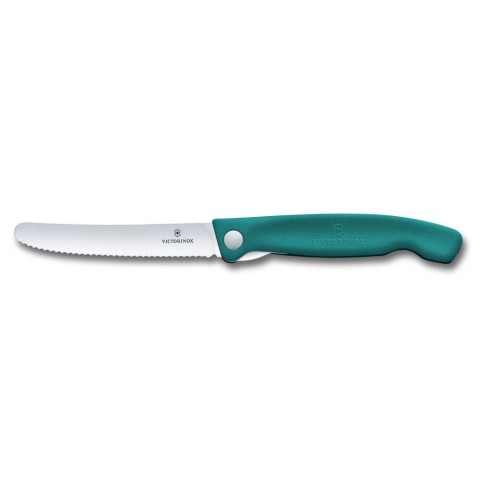 Ніж кухонний складний Victorinox SwissClassic 11 см, серрейтор, заокруглений, зелений