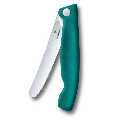 Ніж кухонний складний Victorinox SwissClassic 11 см, серрейтор, заокруглений, зелений