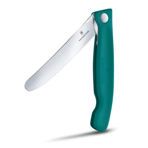 Ніж кухонний складний Victorinox SwissClassic 11 см, серрейтор, заокруглений, зелений