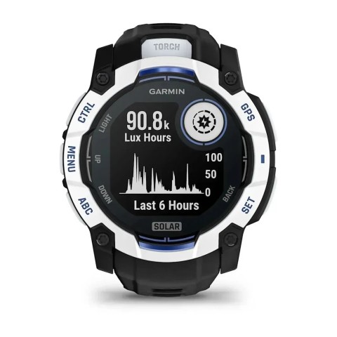 Смарт-годинник Garmin Instinct 3 (50 мм) Solar білий камінь/чорний/синя блискавка
