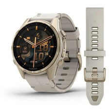 Смарт-годинник Garmin fenix 8 AMOLED (43 мм) Sapphire золотистий/вапняково-сірий шкіряний ремінець ексклюзив