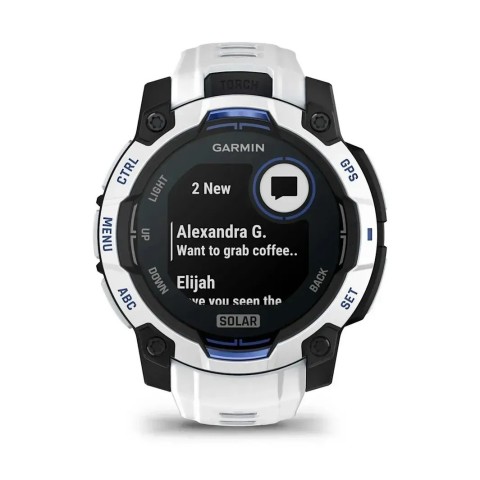 Смарт-годинник Garmin Instinct 3 (45 мм) Solar білий камінь/білий/синя блискавка