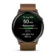 Смарт-годинник Garmin Venu 4 (45 мм) сланцевий з чорним силіконовим ремінцем та коричневим шкіряним