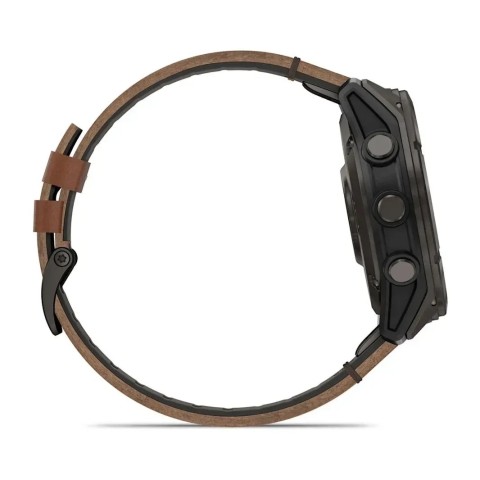 Смарт-годинник Garmin fenix 8 Pro AMOLED (51 мм) Sapphire карбоново-сірий DLC титан з каштановим шкіряним ремінцем